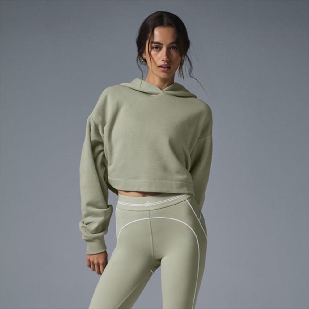 ALO Yoga Sage Green Cropped Hoodie